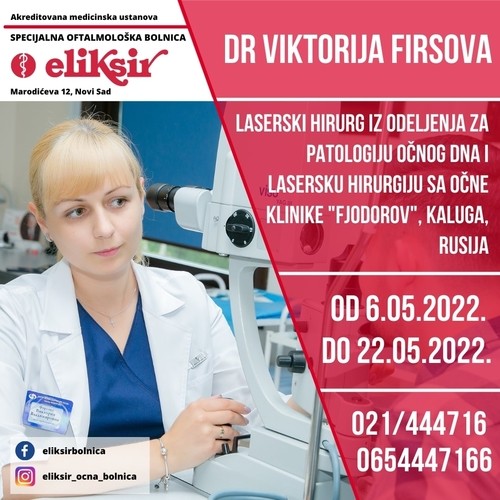Dr Viktorija Firsova, oftalmolog Odeljenja za lasersku hirurgiju i patologiju očnog dna