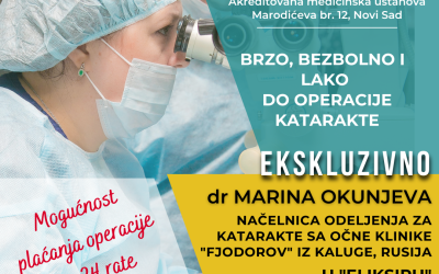 Načelnica Odeljenja za katarakte, dr Marina Okunjeva sa Očne klinike “Fjodorov” iz Kaluge, Rusija, u Bolnici “Eliksir” od 10. jula 2022. godine